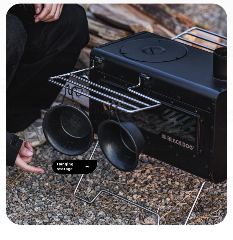 Blackdog FIRE SHADOW Wood Stove Portable Lightweight Wood-Burning Furnace Folding Burner Patio Fireplace 430 Stainless Steel Outdoor Camping Tent