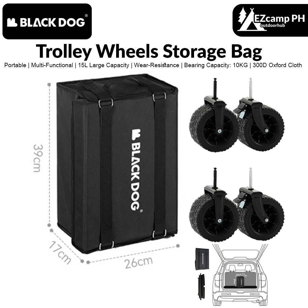 BLACKDOG Trolley Wheels Storage Bag Outdoor Cart Side Hanging Bag Wheel Storage Multi-function Storage Box Large Capacity Wear-resistant And Durable Camping Hiking Travel Heavy Duty Original Black Dog