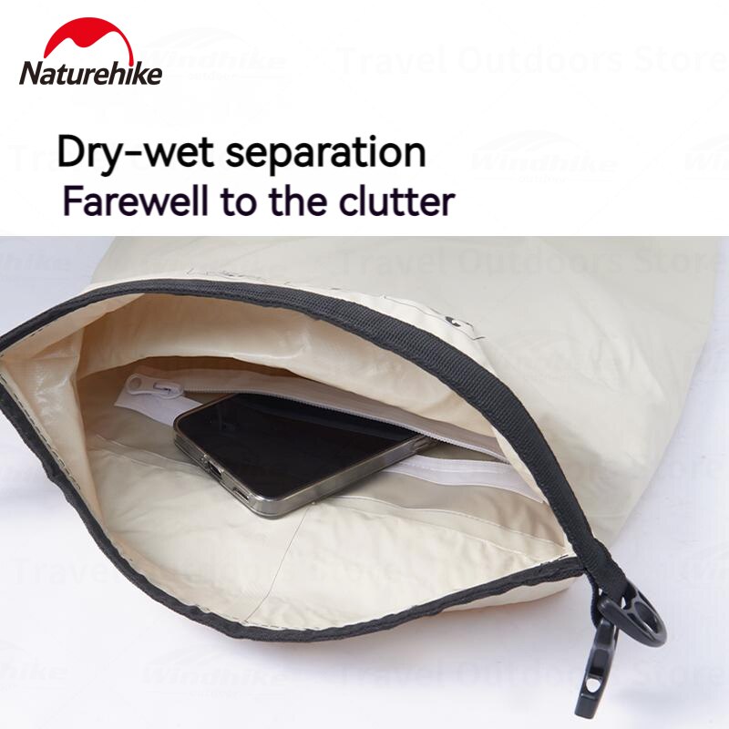 Naturehike Portable Heavy Duty Outdoor Bag IPX6 Waterproof Backpack Ultralight Bag 500D PVC Coating Wet And Dry Separation Fishing Snorkeling Swimming