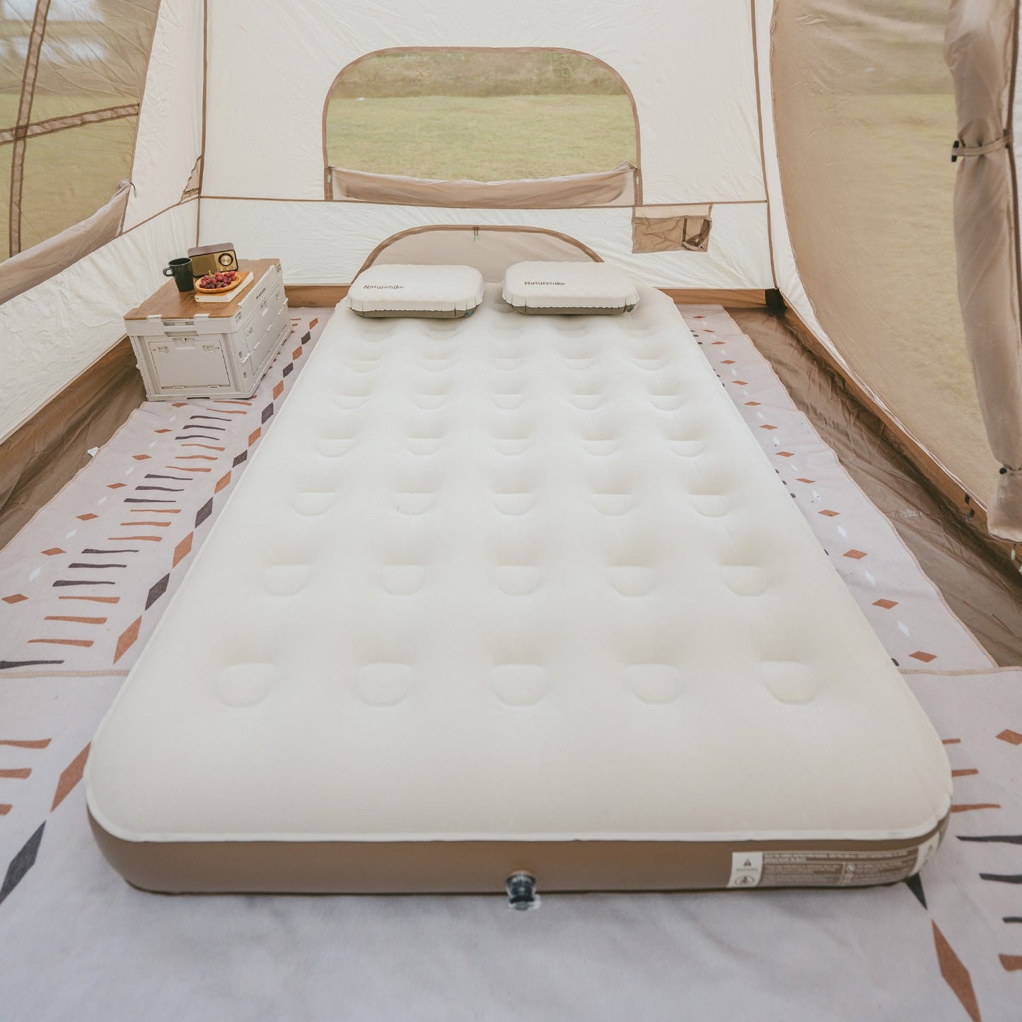 Naturehike SUN BEAUTY PVC Air Mattress Bed Outdoor Portable Moisture-proof Skin-Friendly Camping Sleeping Mat Pad 20CM Double Queen 300kg Max Load
