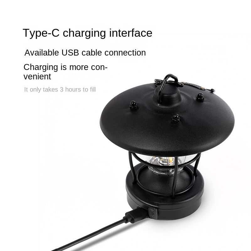 BLACKDOG Mini Retro Style LED Camping Lantern Lamp Light Black White Ambient Lighting up to 40h IPX4 Waterproof USB Type C Charging
