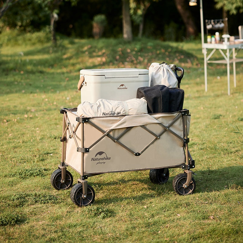 Naturehike TC03 v2 All Terrain Trolley Cart Outdoor Portable 186L Capacity Wide All Terrain Wheel With Brakes Optional Table Board 150kg Max Load 4-Way Folding Camping Equipment Luggage Foldable Trolley Cart Wagon Carrier Original Nature Hike