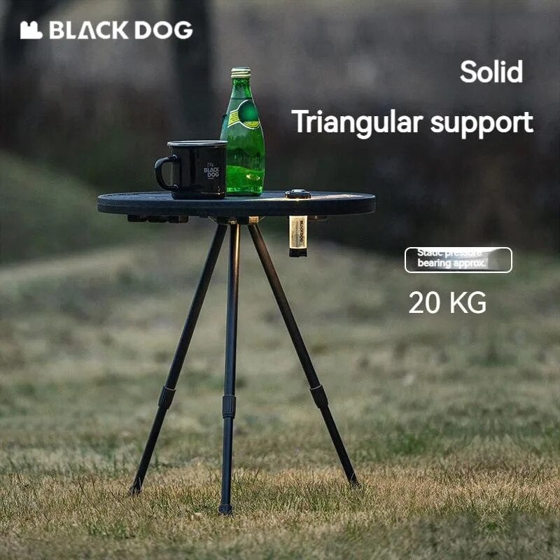 BLACKDOG TWILIGHT Portable Round Side Table Height Adjustable 3-Legged Stable Telescopic Tripod Structure 20kg Max Load Coffee Tea Folding PE Acrylic
