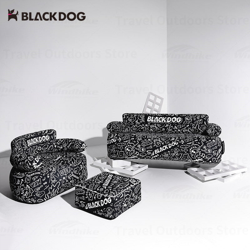 BLACKDOG Inflatable Lazy Sofa Outdoor 1-2 Persons Portable Leisure Graffiti Print Square Stool Folding Air Couch Sofa Folding Home Sofa Set