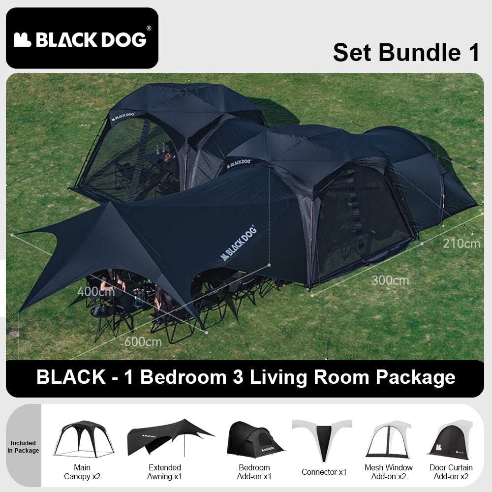 BLACKDOG DOME SKY Automatic Modular Multiple Setting Canopy Tent Unlimited Connection Bedroom Living Area Waterproof Outdoor Fast Build 4-12 Person Unicorn