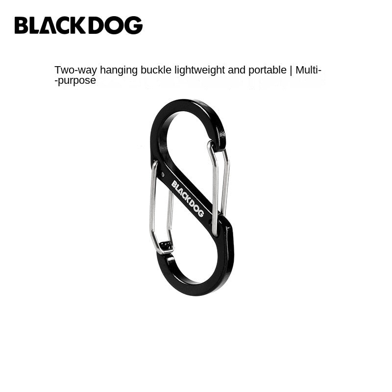 BLACKDOG 4pcs Black S Type Double Hook Carabiner Portable Lightweight Aluminum Alloy Dual Utility Buckle Hanging Keychain Holder Strap Key Chain