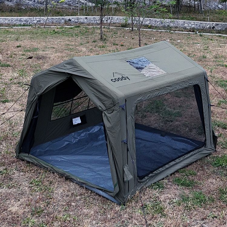 Coody Air Tent WAVE 7.0 4-6 Person Air Inflatable Tent 210D Blended Cotton PVC Air Pole Black Vinyl Coated Sunscreen Waterproof Extended Canopy GEMINI STAR