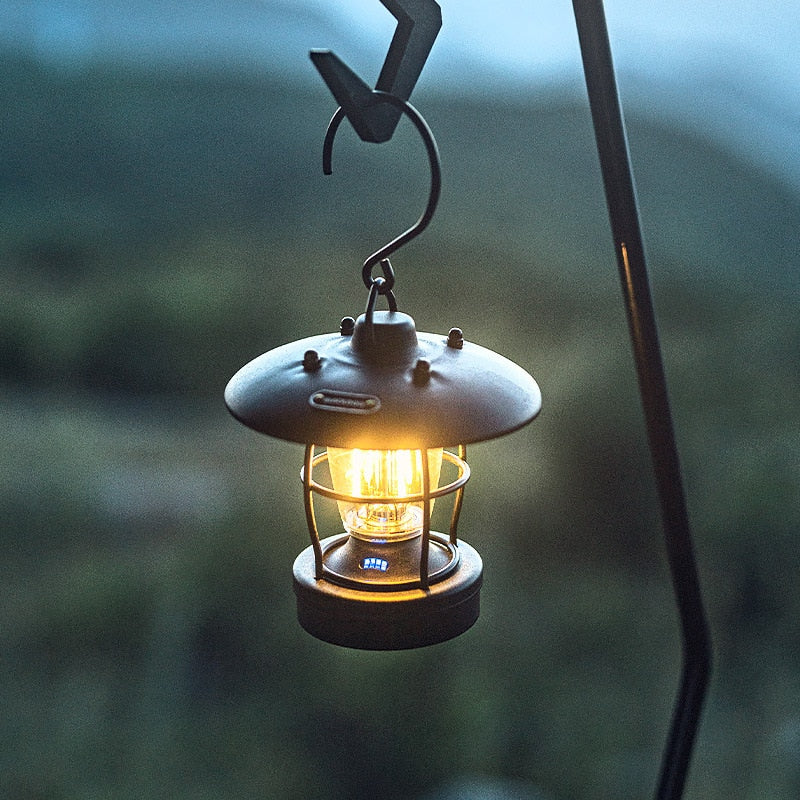 BLACKDOG Mini Retro Style LED Camping Lantern Lamp Light Black White Ambient Lighting up to 40h IPX4 Waterproof USB Type C Charging