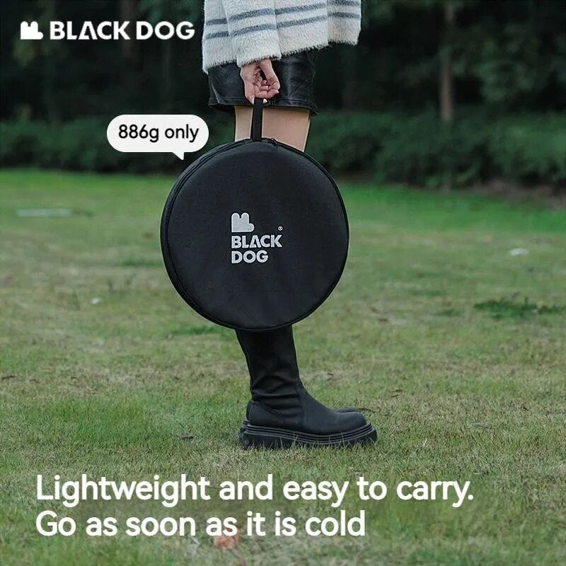 BLACKDOG Black Round Table Portable Aluminum Alloy Tea Coffee Table with Lamp Light Pole Post Stand Holder Portable Ultralight Adjustable Height