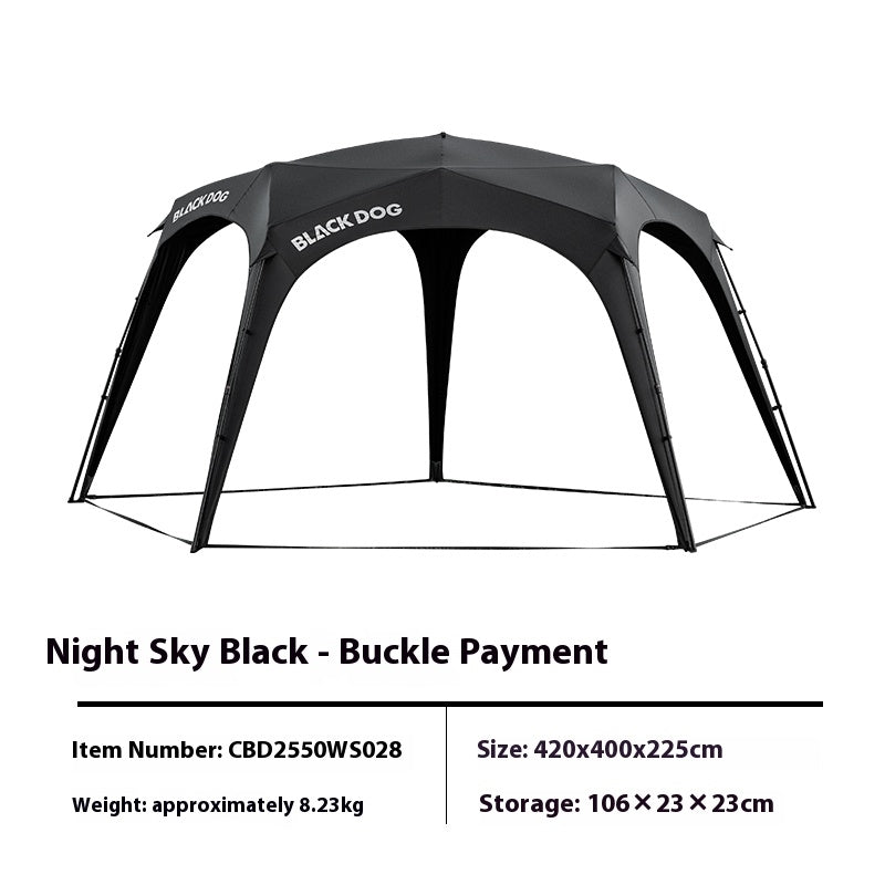 Blackdog STARRY DOME Pentagonal Canopy Hook Version Quick Open Sunshade Self-Supporting Canopy Outdoor Camping Black Coated Vinyl Tent Rainproof Sunscreen Windproof