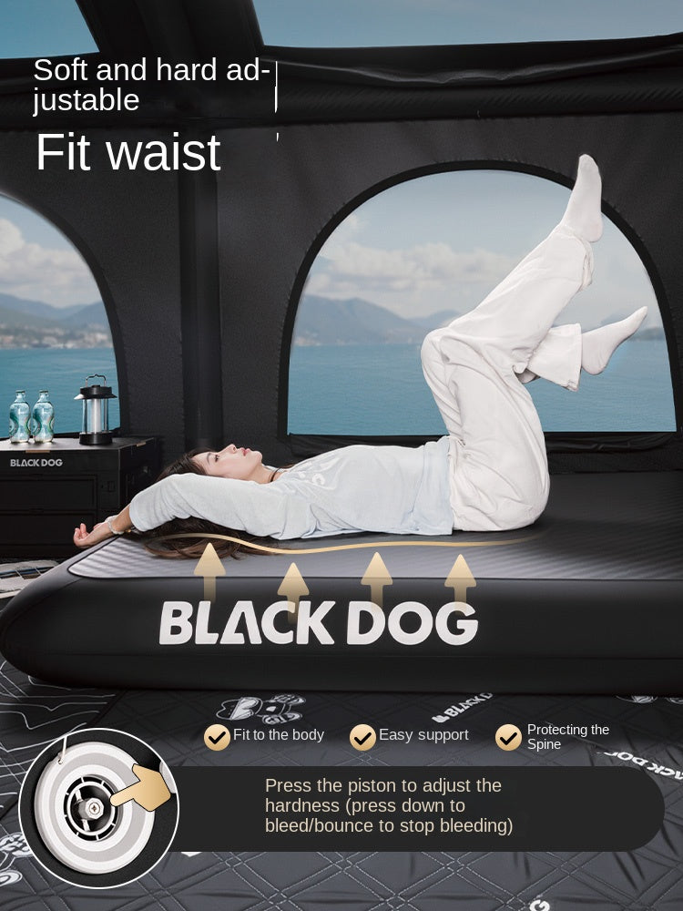 Blackdog DREAM CLOUD Air Inflatable Bed Premium Brushed Thick Black Ultra Comfortable Soft Outdoor Sleeping Pad Mattress USB Charging Air Pump