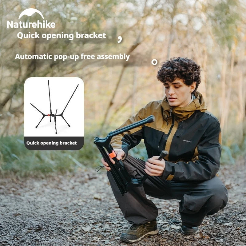 Naturehike YL01 Moon Chair Portable Quick Open Wide Seats Folding Camping Chair Load Bearing 200kg X-Shaped Support Structure Outdoor Fishing Beach Seat