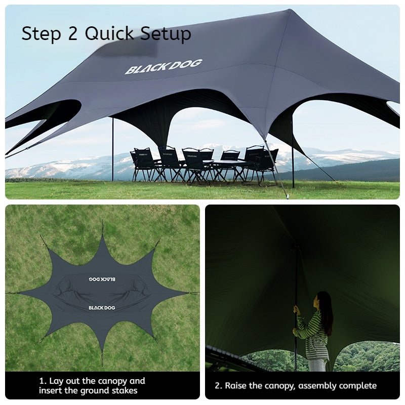 BLACKDOG CLOUDSPAN Black Coated Canopy Portable Multipurpose 26㎡/60㎡ Quick Setup Awning Arched Design Large Sunshade Sun Shelters Tent UPF21000 Waterproof Camping Party Travel