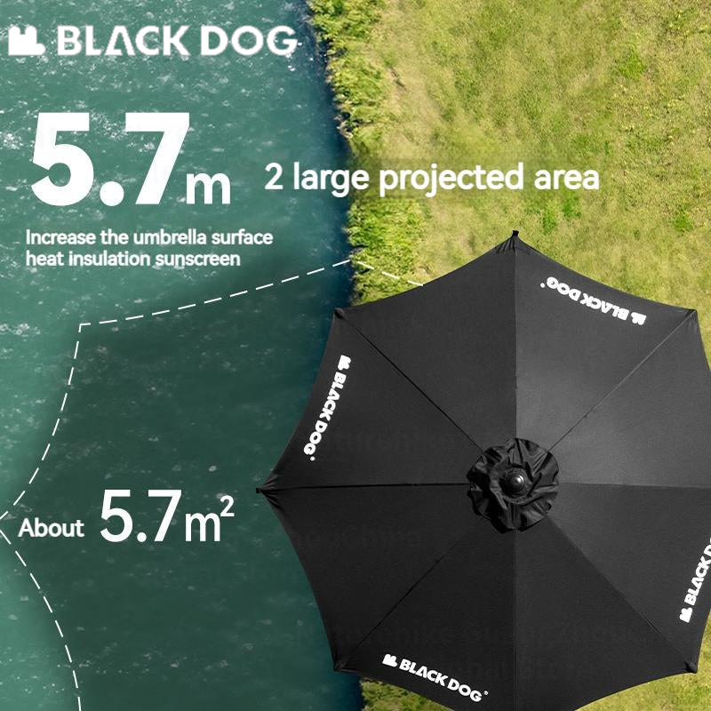 BLACKDOG Sunshade Black Center Pole Umbrella Rubber Canopy Rooftop Garden Gazebo Parasol Sun Shelter Courtyard Villa Sunscreen Black Coated Tarp