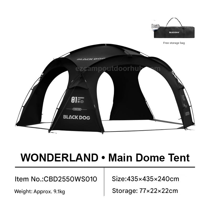 Blackdog WONDERLAND Series Modular Dome Tent Geodesic Style Tactical Black Multiple Setup Large Space Unlimited Connection Outdoor Camping Tent Rainproof