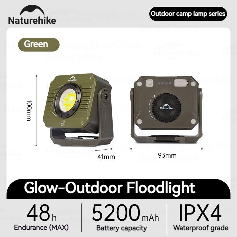 Naturehike Wide Range Floodlight Outdoor Portable Square Mini Light Hanging Rechargeable Lamp Lantern Emergency Light Waterproof Up To 48H Usage Time