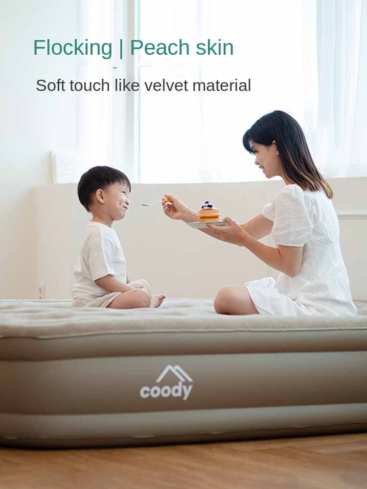 Coody Air Bed Mattress Portable Foldable Double Queen Size 40cm High Sleeping Mat Moisture-proof Automatic Air Pump Camping Peach Skin Fleece Air Mat