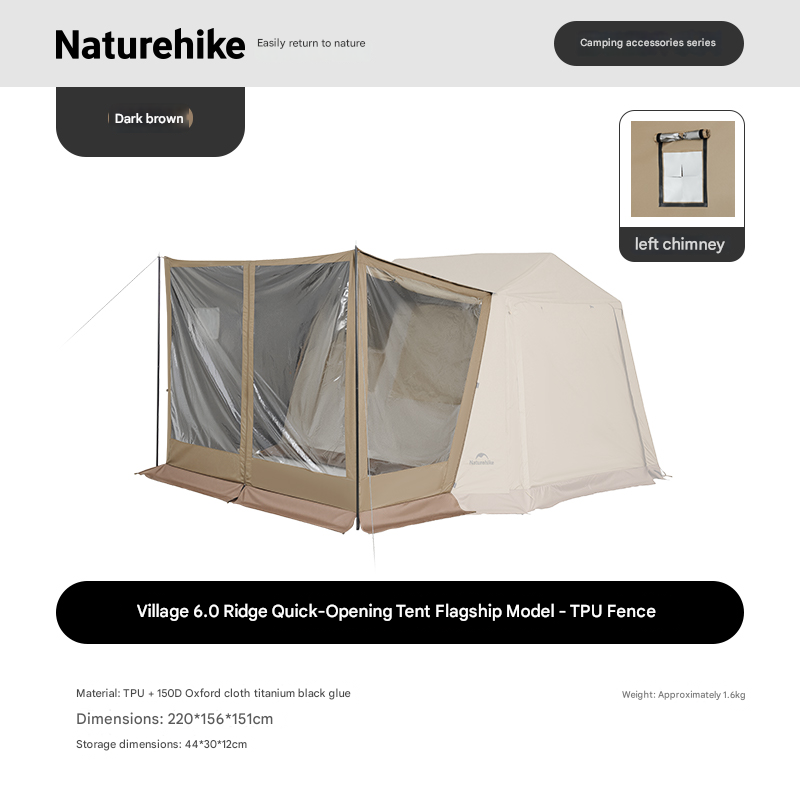 Naturehike VILLAGE 6.0 Gen 2 Flagship Edition Fast Automatic Cabin Tent Ti Black Coated Sunscreen Large 15m² Use Space 4 Person Waterproof VILLAGE 6