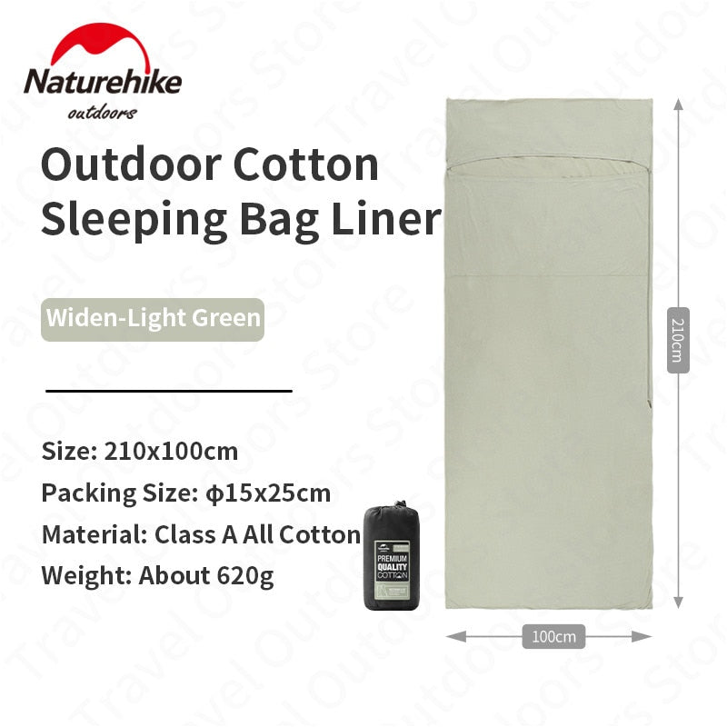 Naturehike Outdoor Single Sleeping Bag Lining 470G / 620G Ultralight Spliceable Hotel Comfortable Premium Cotton Cloth Liner Bag Anti Dirty Bed Sheet Liner Splicing Nature Hike