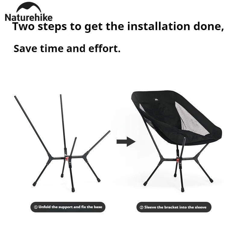 Naturehike YL01 Moon Chair Portable Quick Open Wide Seats Folding Camping Chair Load Bearing 200kg X-Shaped Support Structure Outdoor Fishing Beach Seat