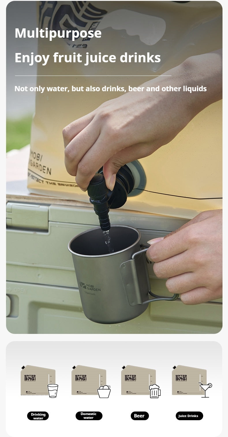 MOBI GARDEN 10L Water Bag With Faucet Portable Foldable Multipurpose Large Capacity Folding Water Container Handle Outdoor for Camping