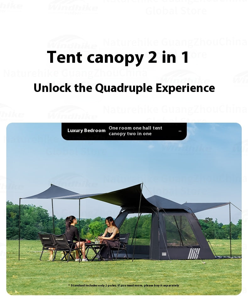 Blackdog Leisure TB2.4 Automatic Tent Portable 2-4 Persons Sunshade Black Coating Panorama Screen Window 150D Oxford Cloth Glass Fiber Waterproof Tent