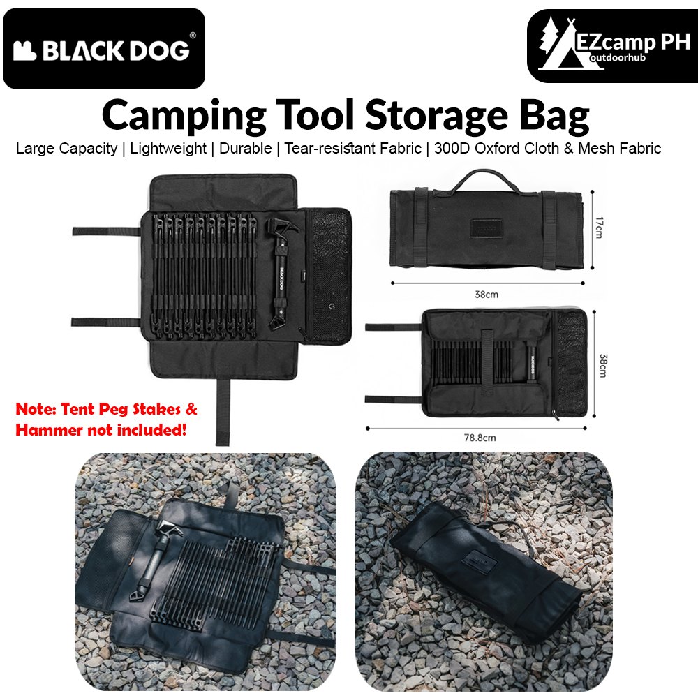 BLACKDOG Camping Equipment Tent Peg Stakes Ground Nails Hammer Tool Storage Bag Case Ground Nail Storage Bag Camping Tent Accessories Bag Ground Nail