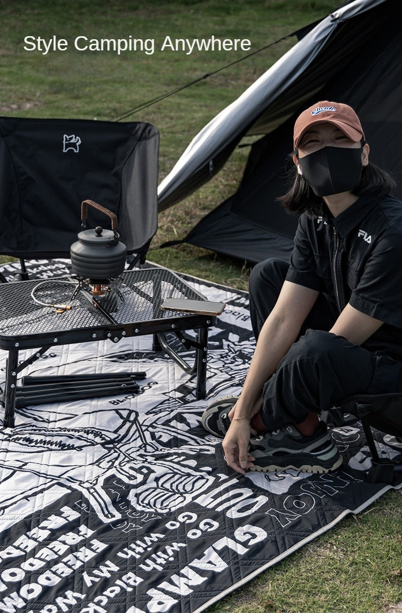 BLACKDOG Black Cool Picnic Mat Portable Lightweight Ultrasonic Moisture Dirt Proof Picnic Matress PE Aluminum Bottom Soft Polyester Fiber Foam Outdoor Camping Hiking Travel Heavy Duty Original Black Dog
