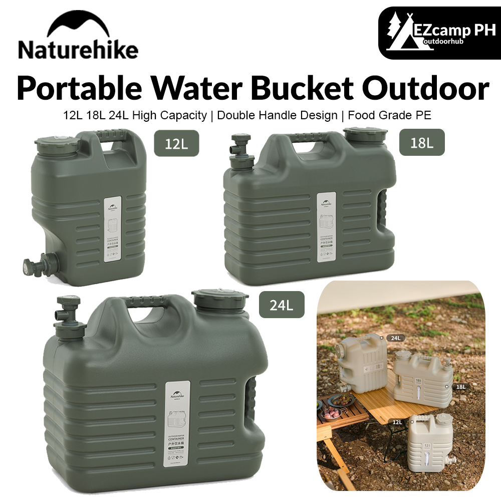 Naturehike Portable Water Bucket Outdoor PE Food Grade Plastic Liquid Bottle Container With Faucet Drinking Water Storage Tank Camping Hiking Beach Picnic Travel