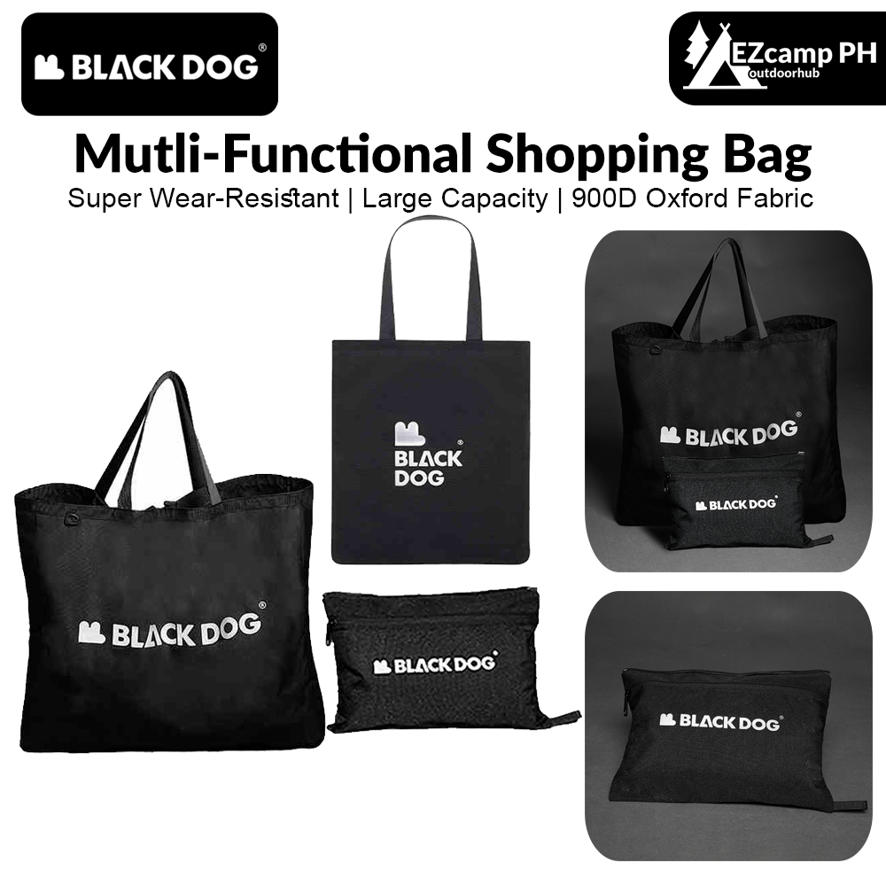 BLACKDOG Black Mutli-Functional Shopping Bag Portable Ultralight Storage Tote Bag Strong Durable Wear Resistant Carrying Bag Eco Bag With Zipper