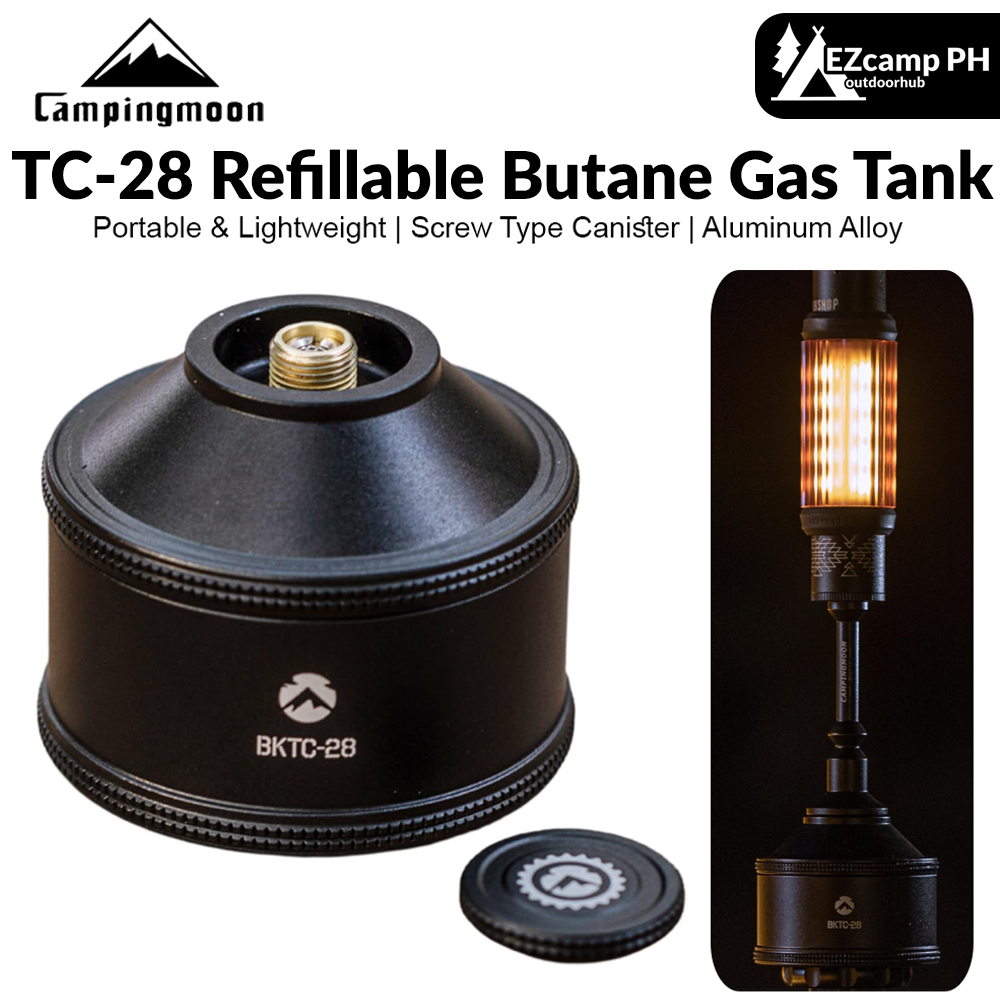 CAMPINGMOON BKTC-28 Refillable Butane Gas Tank Canister 35g Camping Screw Type Portable Stove Torch Lamp Threaded EN417 Lindal Valve Fuel Aluminum Alloy