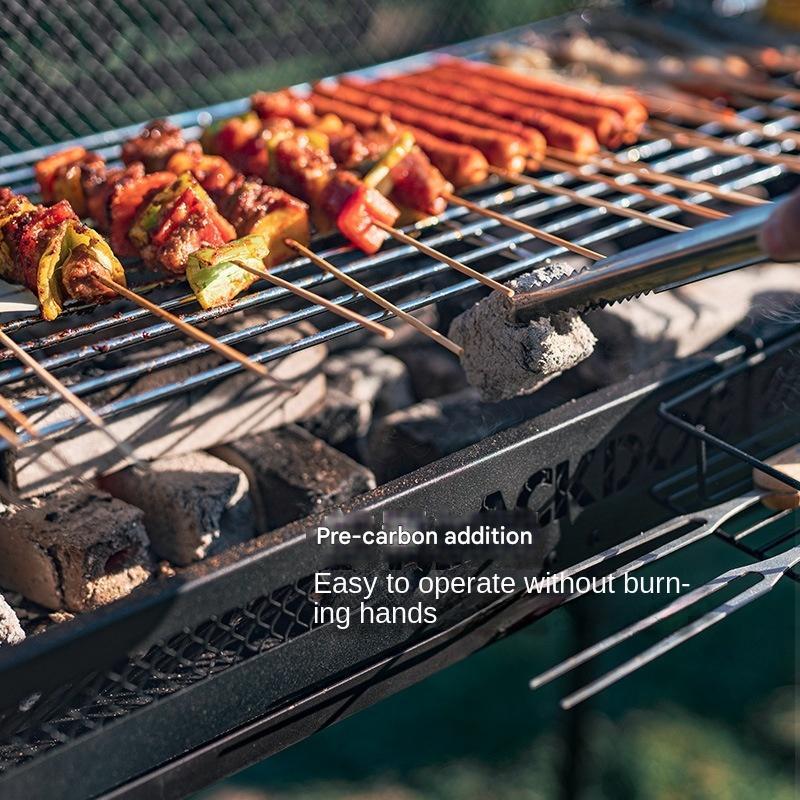 BLACKDOG Portable Standing Black Camping Charcoal BBQ Grill Stove with Storage Bag Outdoor Camping Folding Foldable 3 Level Adjustment Easy to Clean