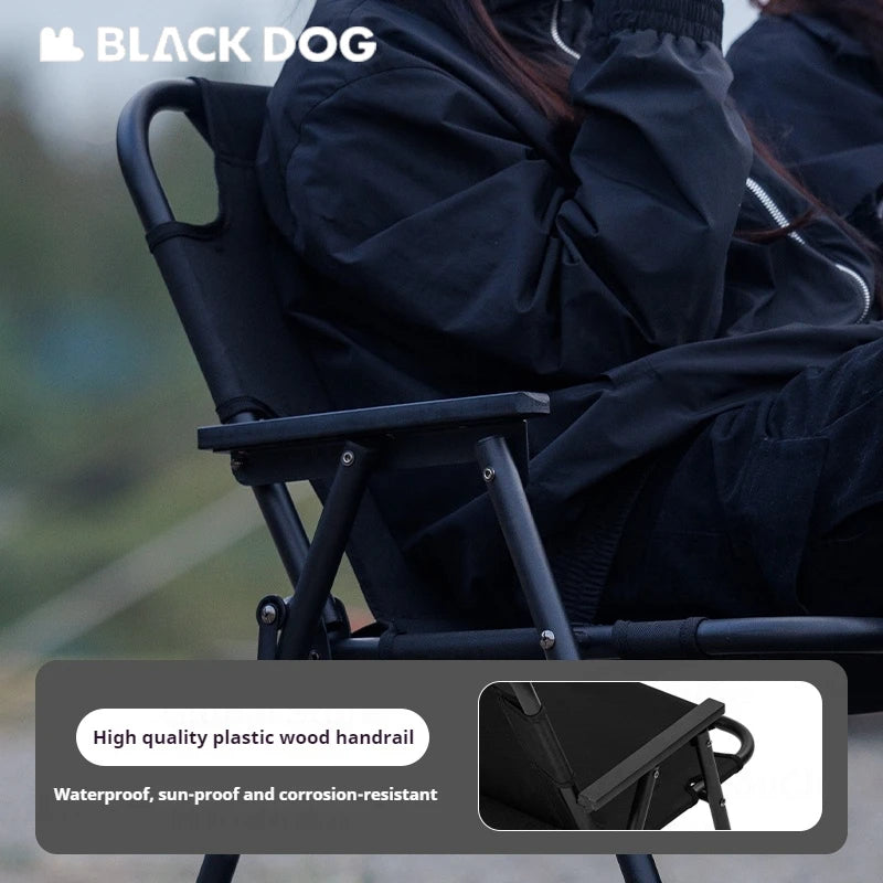 BLACKDOG 2 Person Double Folding Chair Outdoor Portable Sofa 240KG Max Load Foldable Seat Iron Pipe 600D Oxford Cloth Black