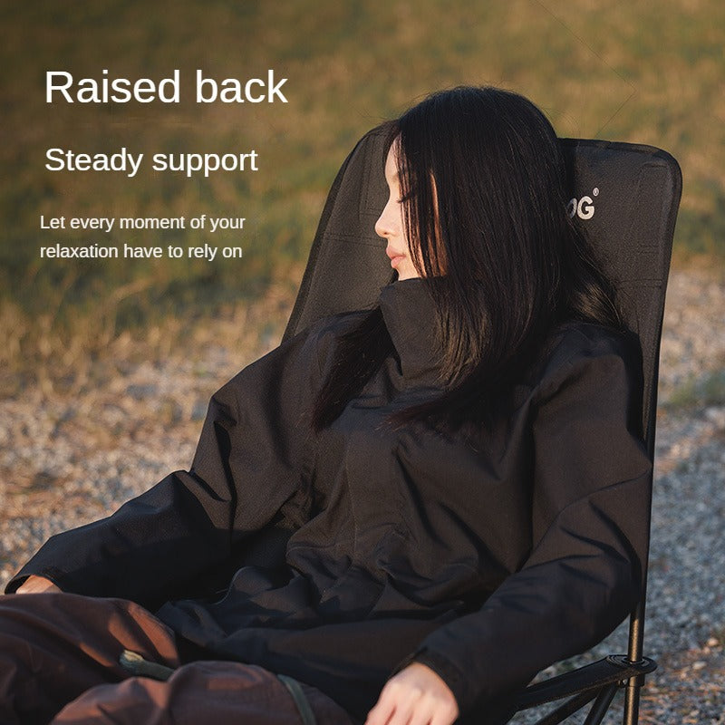 BLACKDOG Floating Moon High Back Chair Portable Foldable Black Raised Back Camping Hiking Travel Chair With Pockets Load Capacity Up To 110 kg