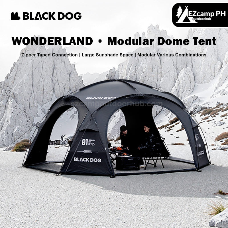 Blackdog WONDERLAND Series Modular Dome Tent Geodesic Style Tactical Black Multiple Setup Large Space Unlimited Connection Outdoor Camping Tent Rainproof