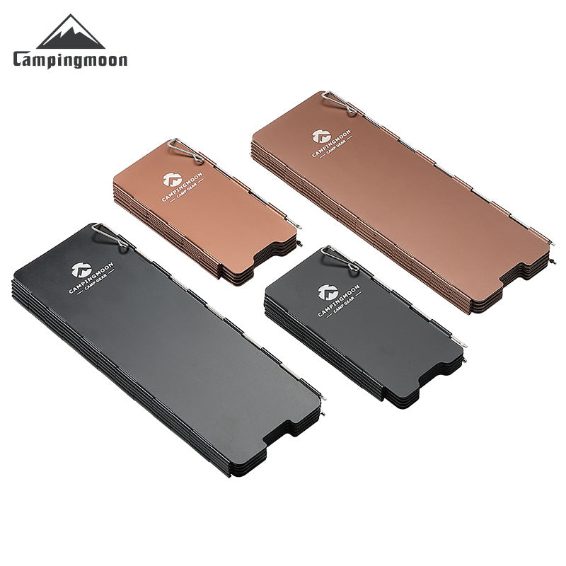 Campingmoon Aluminum Alloy Furnance Windshield Portable Lightweight Black Foldable Stove Head Stove Wind Shutter Wind Deflector Windproof Cover Camping