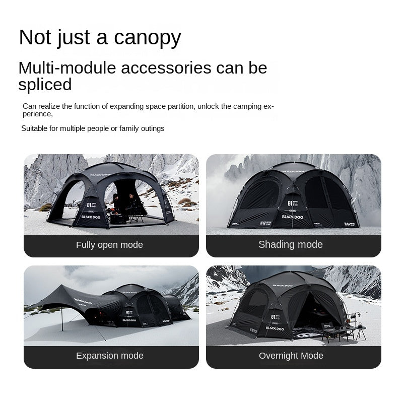 Blackdog WONDERLAND Series Modular Dome Tent Geodesic Style Tactical Black Multiple Setup Large Space Unlimited Connection Outdoor Camping Tent Rainproof