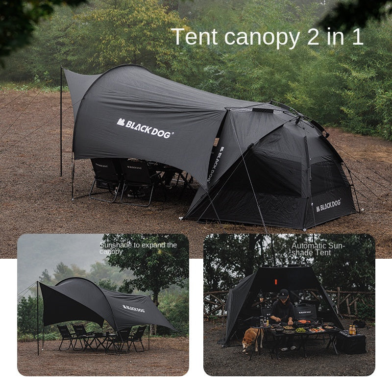 BLACKDOG Black Automatic Sunshade Beach Dome Tent Outdoor Canopy Fast Build UPF50+ Sunscreen Vinyl Coated Camping Picnic Fishing for 2-3 Person Waterproof PU3000mm Black Dog