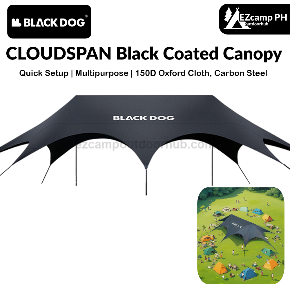 BLACKDOG CLOUDSPAN Black Coated Canopy Portable Multipurpose 26㎡/60㎡ Quick Setup Awning Arched Design Large Sunshade Sun Shelters Tent UPF21000 Waterproof Camping Party Travel