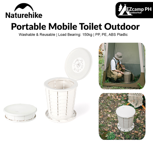 Naturehike Outdoor Folding Portable Toilet Bin Collapsible Camping Trash Seat Bowl with Optional Garbage Waste Bag and Liquid Curing Agent Coagulant