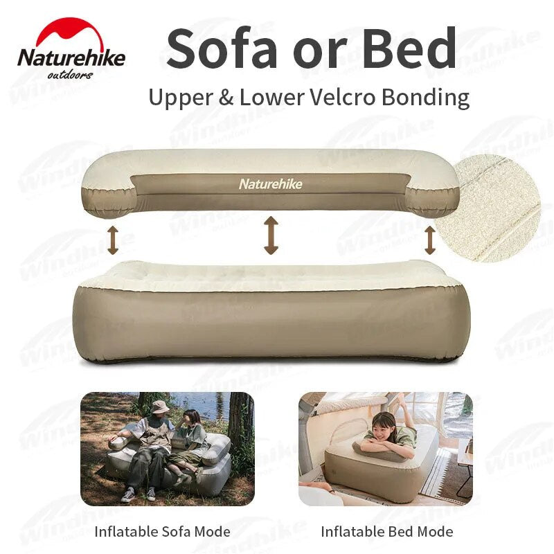 Naturehike Removable Backrest TPU Air Sofa Portable  Lightweight Double Inflatable 2 Person Camping Bed Outdoor Mattress 200kg Max Load Multifunction