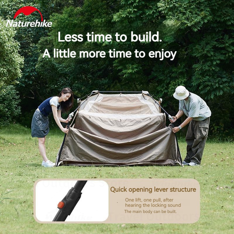 Naturehike VILLAGE 5.0 Gen 2 Automatic Tent Fast Build Cabin Style 5m² Space for 4 Person Waterproof Quick Open Glamping Camping Large Canopy Area