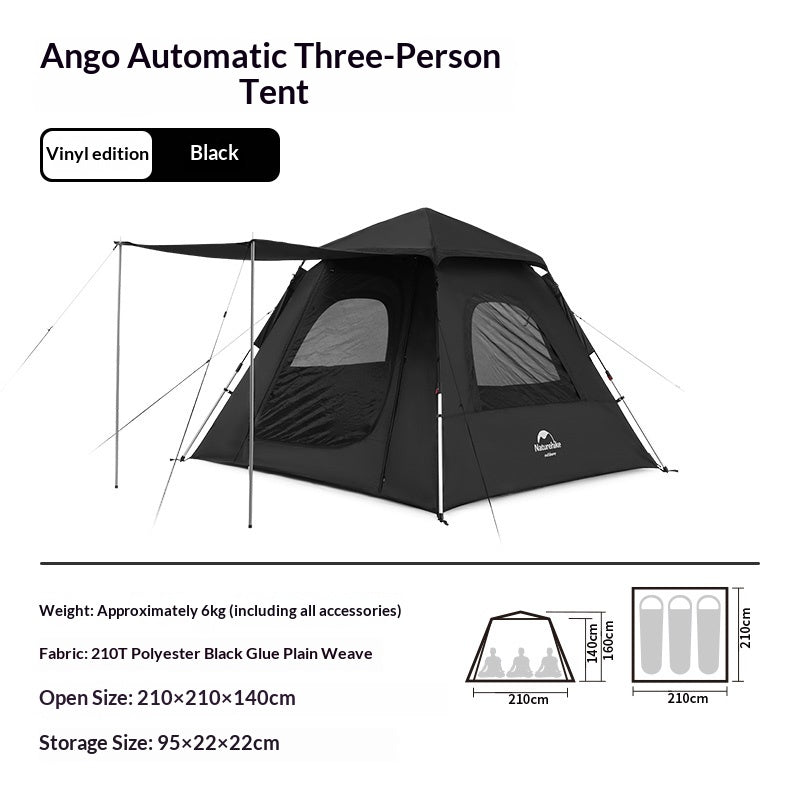 Naturehike ANGO PLUS Automatic Tent Upgraded Portable Lightweight 3-4 Persons Quick Opening Tent Camping Park Canopy Tent Integrated Tent Waterproof