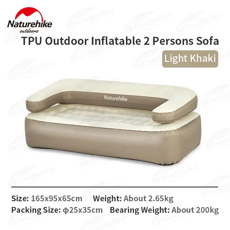 Naturehike Removable Backrest TPU Air Sofa Portable  Lightweight Double Inflatable 2 Person Camping Bed Outdoor Mattress 200kg Max Load Multifunction