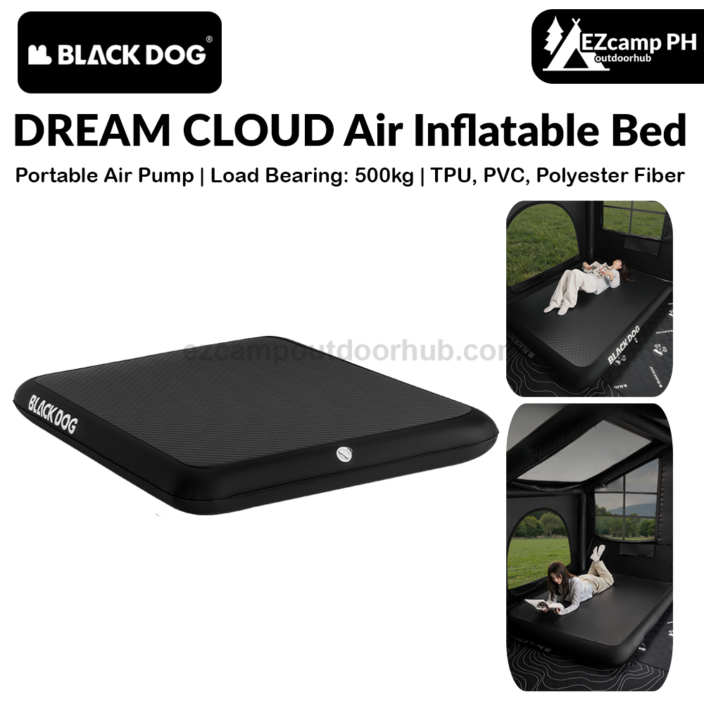 Blackdog DREAM CLOUD Air Inflatable Bed Premium Brushed Thick Black Ultra Comfortable Soft Outdoor Sleeping Pad Mattress USB Charging Air Pump