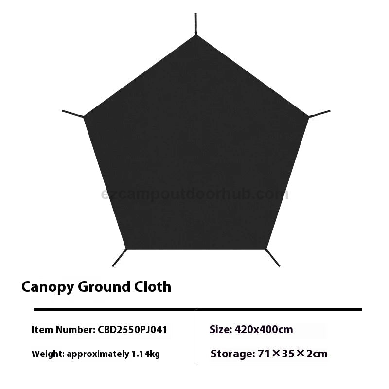 Blackdog STARRY DOME Pentagonal Canopy Zipper Version Modular Automatic Quick Open Sunshade Self-Supporting Canopy Outdoor Black Coated Vinyl