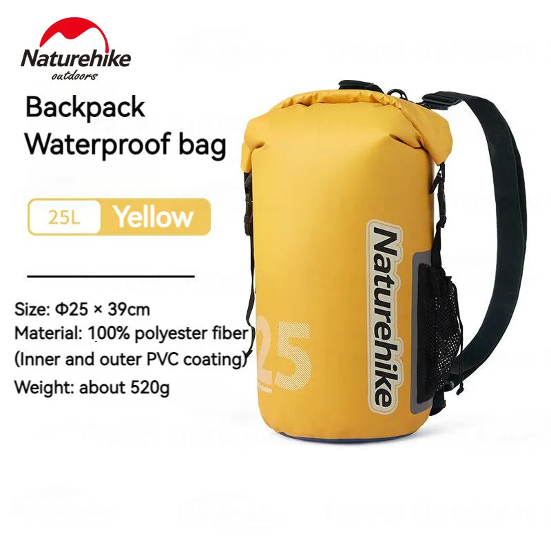 Naturehike Portable Heavy Duty Outdoor Bag IPX6 Waterproof Backpack Ultralight Bag 500D PVC Coating Wet And Dry Separation Fishing Snorkeling Swimming