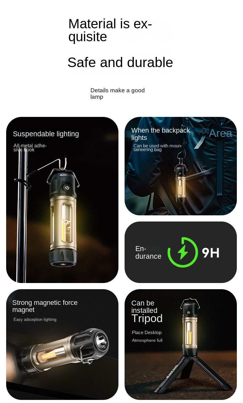 Blackdog LIGHTNING Tactical Camping Light Portable Ultralight Multifuctional Outdoor Tent Lamp Flashlight IP44 Waterproof LED USB Charging Magnetic Hanging Lantern Leitu
