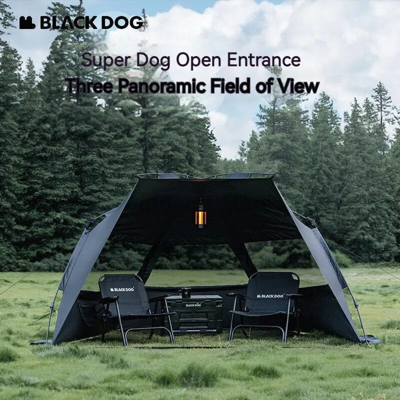 BLACKDOG Black Automatic Sunshade Beach Dome Tent Outdoor Canopy Fast Build UPF50+ Sunscreen Vinyl Coated Camping Picnic Fishing for 2-3 Person Waterproof PU3000mm Black Dog