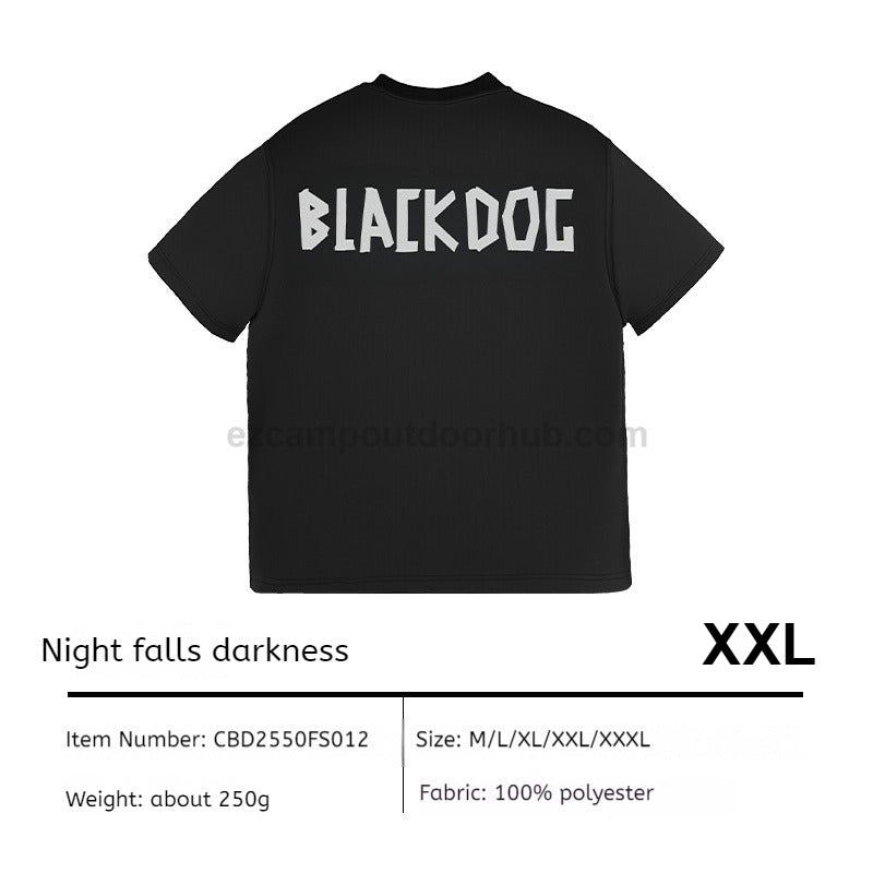 BLACKDOG Black Silhouette T-Shirt Unisex Quick-Dry Breathable Fabric Oversized Sweat-Absorbent Non-Sticky Anti-Deformation & Anti-Fraying Street Loose Edition